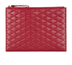 Saint Laurent Quilted Clutch, Leather, Red, YSL6349380620, DB/B, 3*